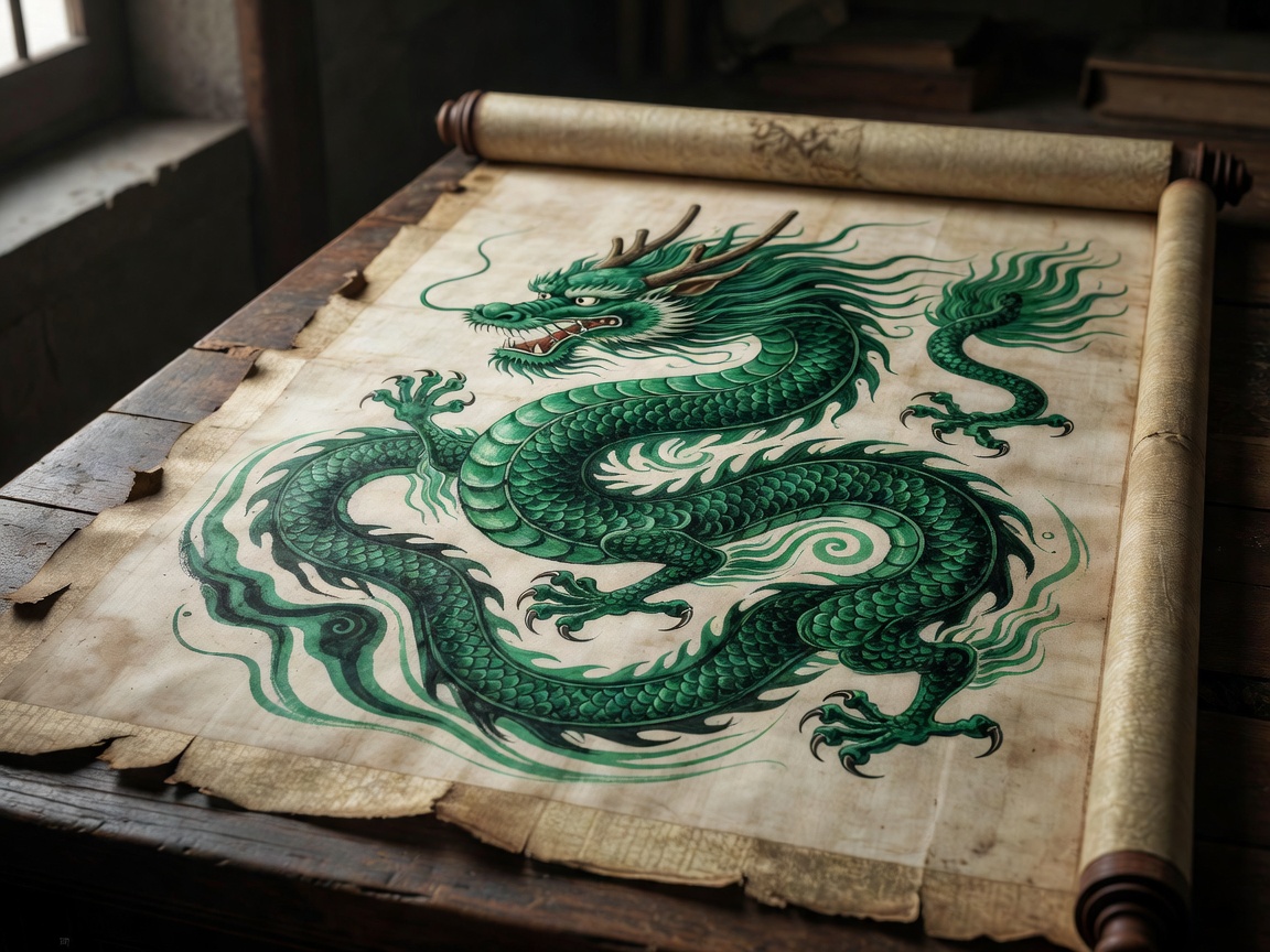 Swirling glowing emerald green brushstrokes and digital cybernetic lines reflecting tech waves